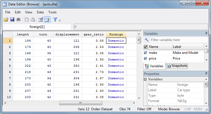 Stata data browser