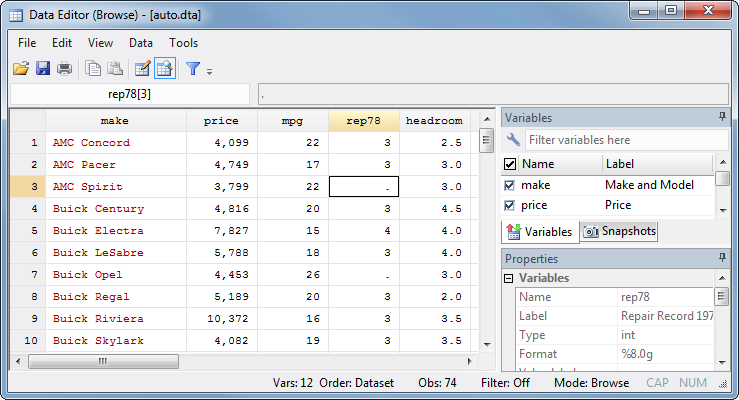 Stata data browser