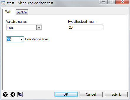 Carrying out a one-sample mean-comparison t-test