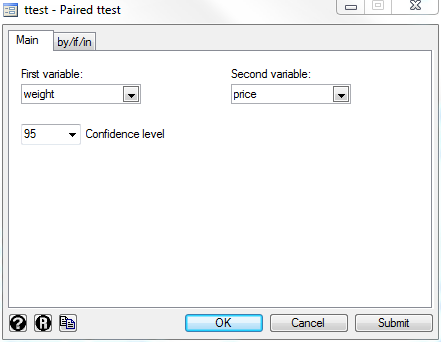Carrying out a mean comparison t-test