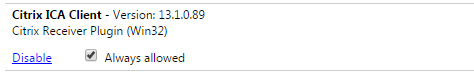 Entry for Citri ICA Client with Always Allowed checked
